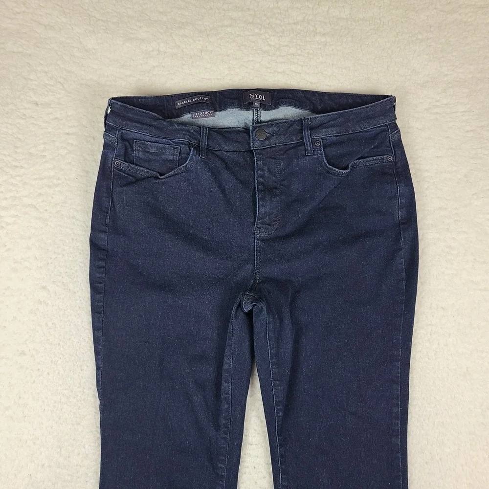 Not Your Daughter Jeans Womens 14 Blue Barbara Boot Cut Dark Wash NYDJ Denim